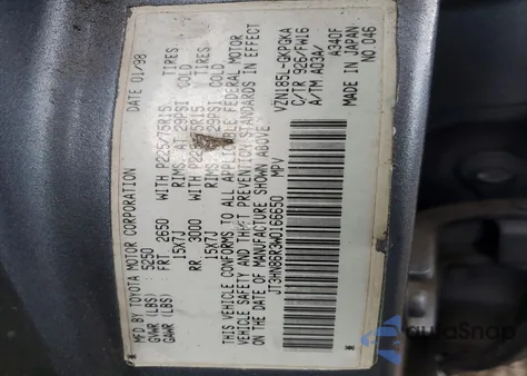 1998 Toyota 4Runner Sr5 z USA, uszkodzony, nr VIN JT3HN86R3W0166650